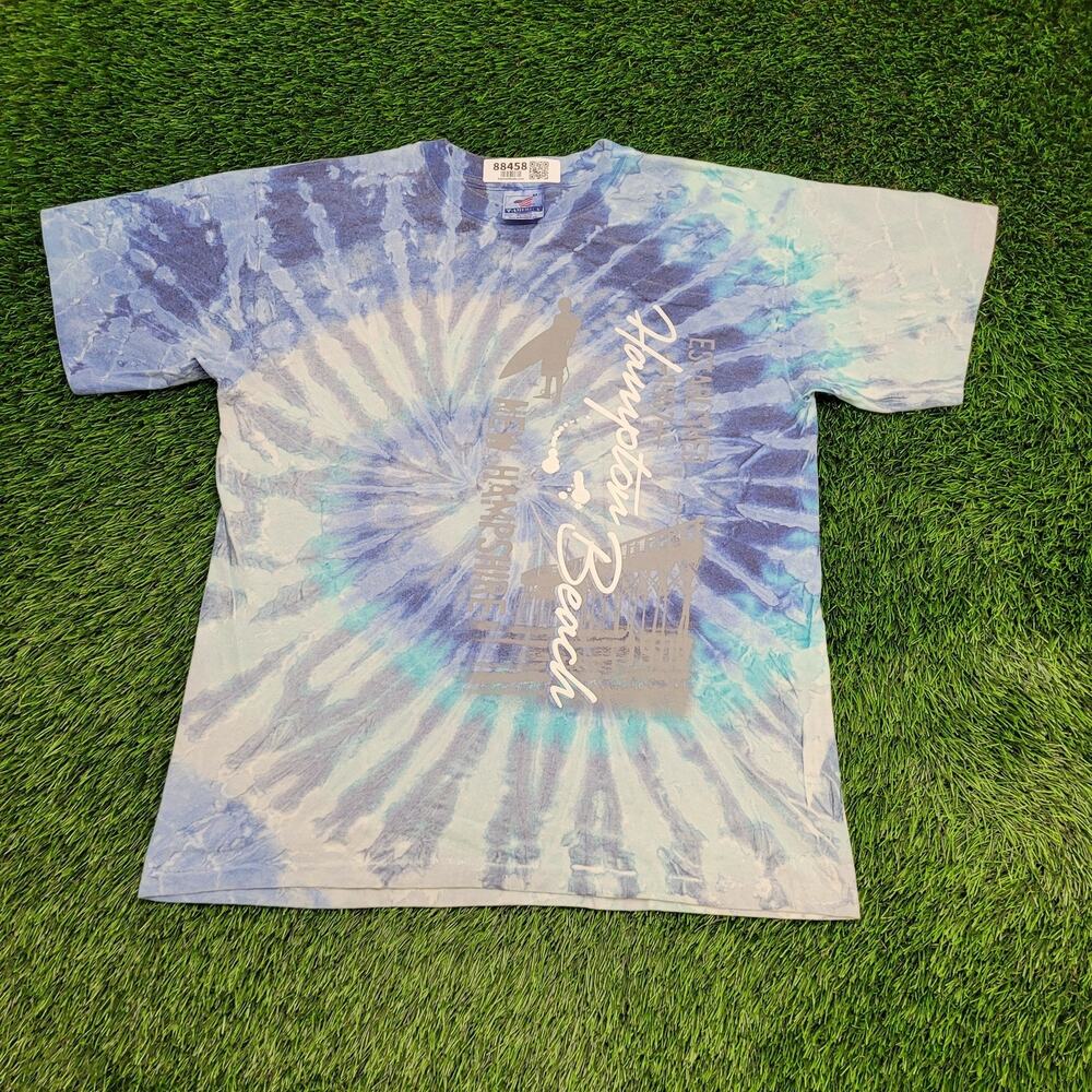Vintage Hampton-Beach Surfer Spiral Tie-Dye Shirt M 21x27 90s
